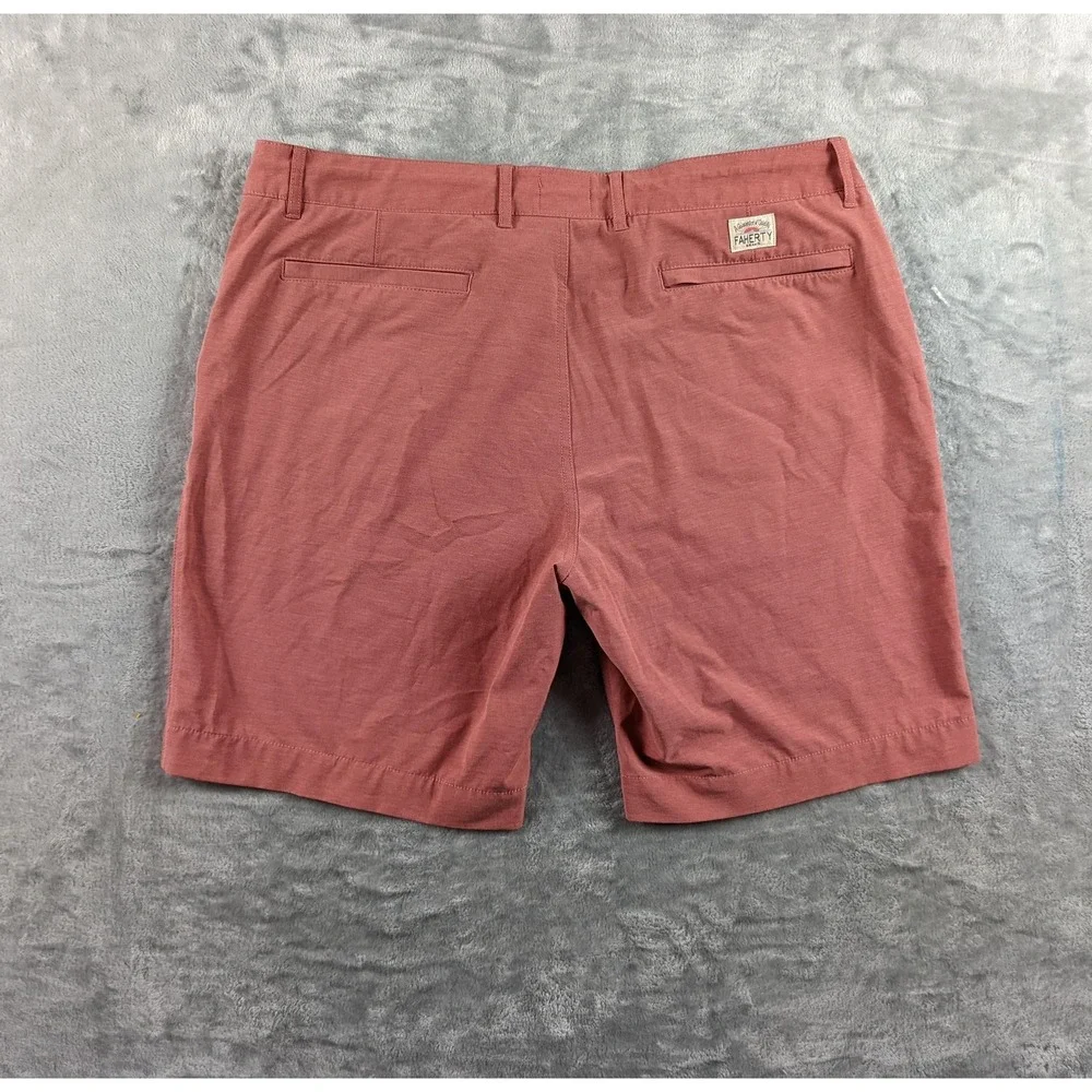 Faherty All Day Shorts Men 36 Red Pink Drawstring Stretch 9